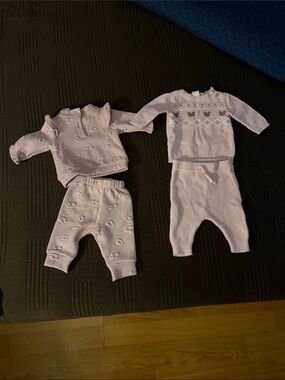 Carter's Pink and Brown Baby Sweater - Heart/Sheep Pattern